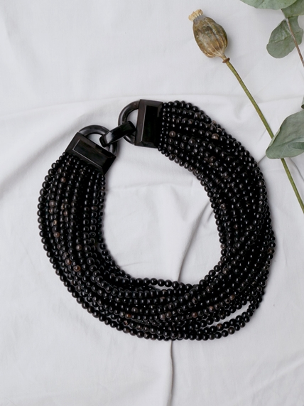 70s Black Multistrand Necklace
